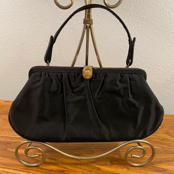 Vintage 40's 50's Black Purse Handbag - Picture 1 of 9